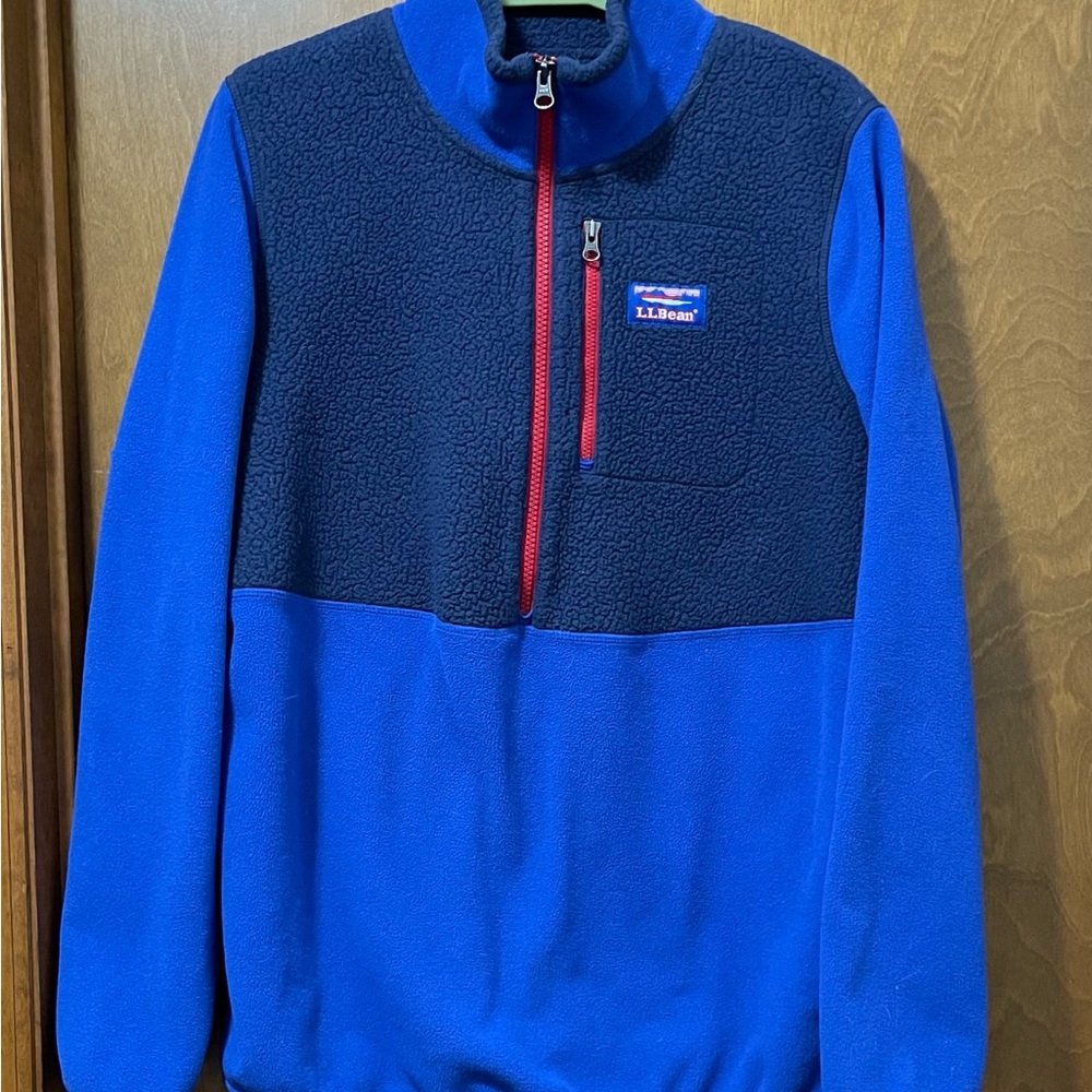 L.L. Bean Half-Zip Color Block Fleece with Zippered Chest Pocket